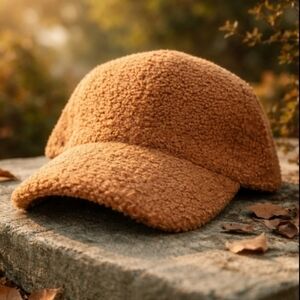 Teddy Plush Stylish Brown Textured Women's Cap